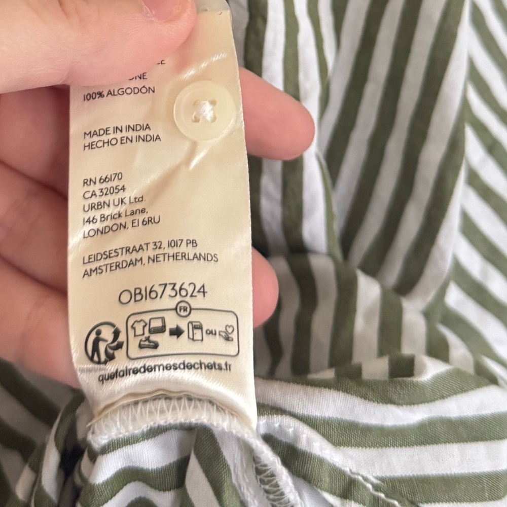 Anthropologie Maeve Bennet Boyfriend Oversized Button Down Green stripe - Picture 5 of 5